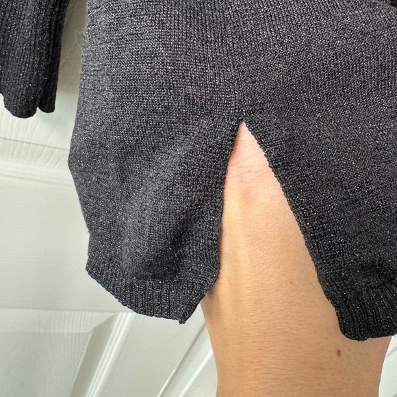 Vertical Designs Cowl Neck Metallic Black Knit Womens Sweater Size Large - Picture 6 of 9